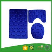 240GSM Flannel Top Embossed 3 Piece Bathroom Rug Set