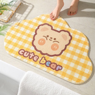 Lovely cartoon bathroom rug floor waterproof bath rug anti-bateria microfiber shower mat